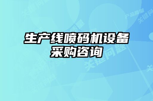 生產(chǎn)線(xiàn)噴碼機設備采購咨詢(xún)