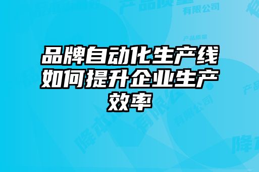 品牌自動(dòng)化生產(chǎn)線(xiàn)如何提升企業(yè)生產(chǎn)效率