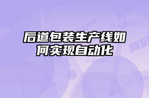 后道包裝生產(chǎn)線(xiàn)如何實(shí)現自動(dòng)化