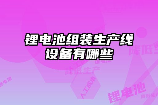 鋰電池組裝生產(chǎn)線(xiàn)設備有哪些