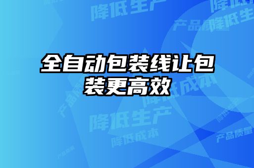 全自動(dòng)包裝線(xiàn)讓包裝更高效