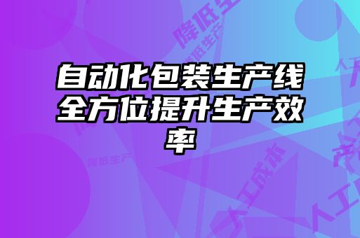 自動(dòng)化包裝生產(chǎn)線(xiàn)全方位提升生產(chǎn)效率