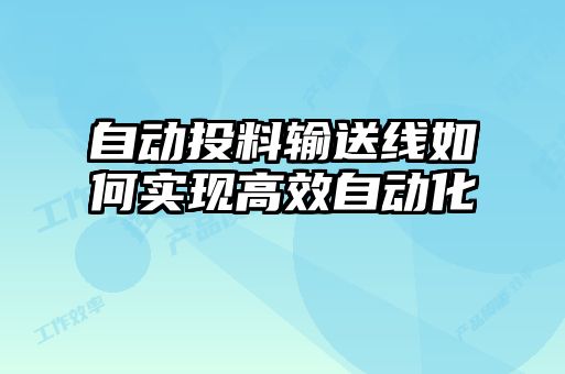 自動(dòng)投料輸送線(xiàn)如何實(shí)現高效自動(dòng)化
