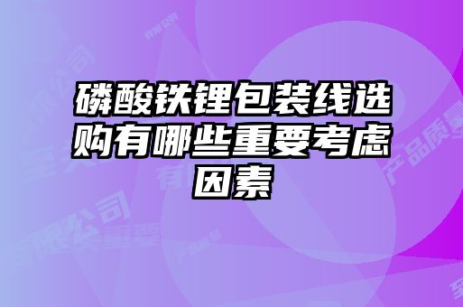磷酸鐵鋰包裝線(xiàn)選購有哪些重要考慮因素